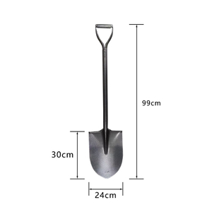 Heavy Duty Round Point Steel Shovel With D Grip Handle, Welded Carbon Steel Digging Spade For Farm And Construction