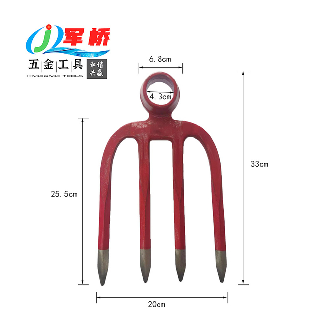 Forged 4-Tine Garden Cultivator Rake Head Carbon Steel Fork Head for Soil Loosening