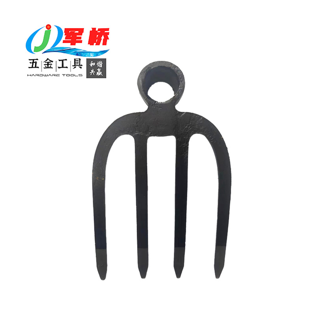 Mini 4-Tine Cultivator Rake Head Carbon Steel Small Garden Fork Head for Soil Tilling