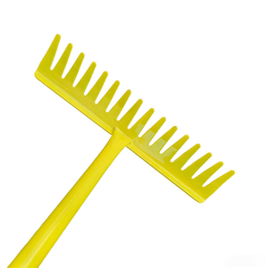 Long‑Handled Yellow Plastic Garden Soil Rake For Landscaping Contractors And Farm Maintenance Works