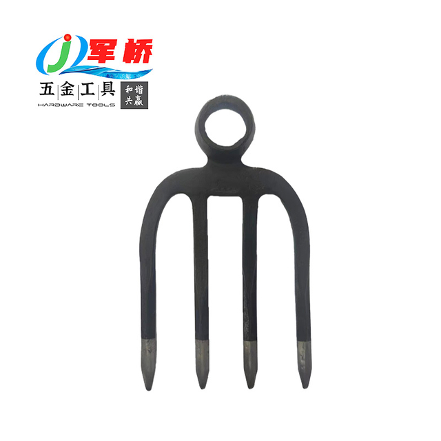 Mini 4-Tine Cultivator Rake Head Carbon Steel Small Garden Fork Head for Soil Tilling