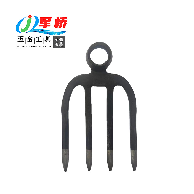 Mini 4-Tine Cultivator Rake Head Carbon Steel Small Garden Fork Head for Soil Tilling